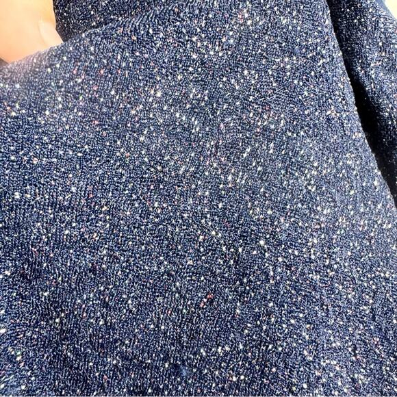 Jules & Cleo Ruched Glitter Knit Cap Sleeve Sheath Stretch Gown Navy Plus Sz 2X - Picture 9 of 16